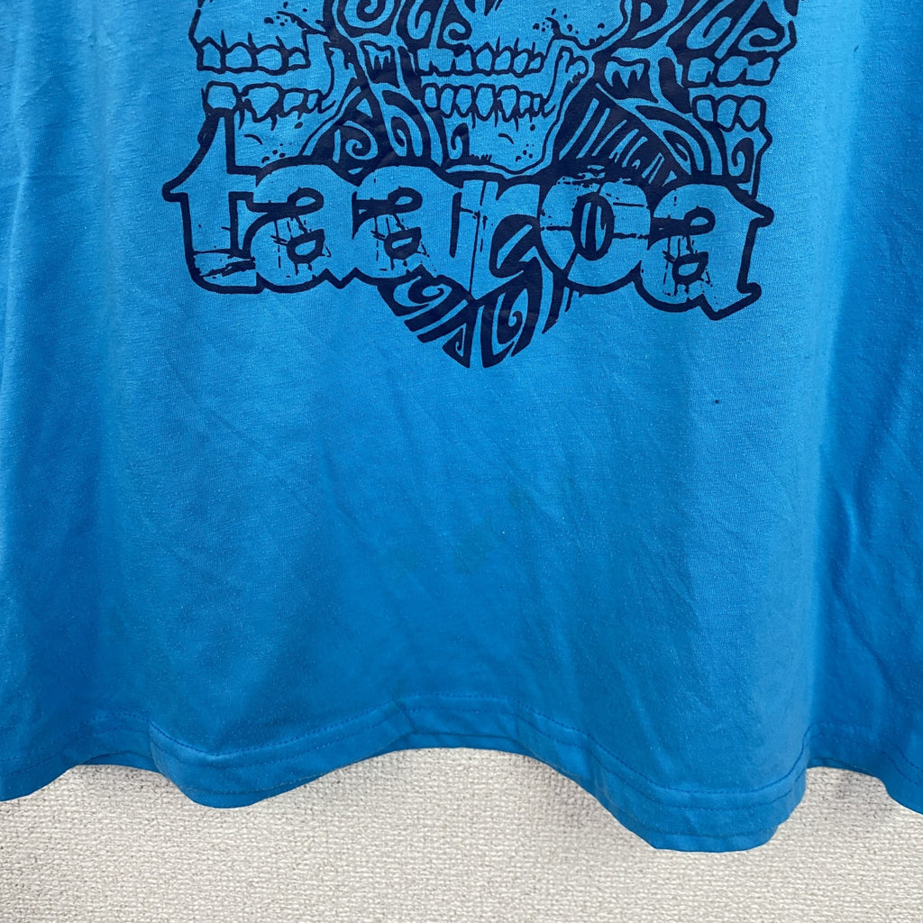 半袖プリントTシャツ　スカル　骸骨　青　ブルー　古着