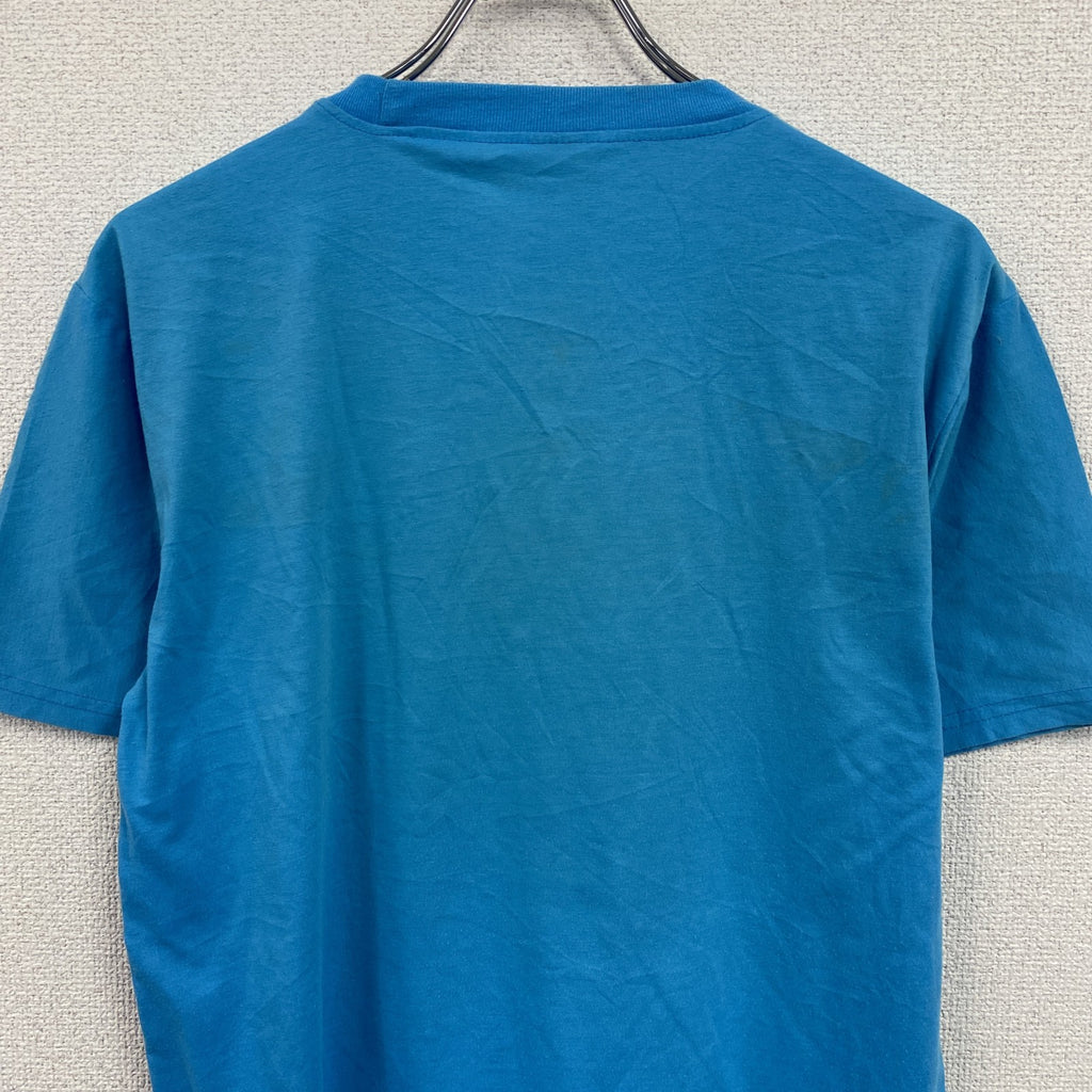 半袖プリントTシャツ　スカル　骸骨　青　ブルー　古着