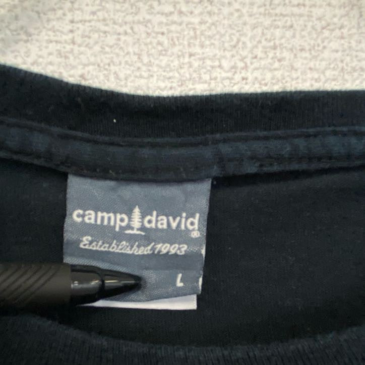 camp david　半袖カレッジプリントTシャツ　ウィスコンシン大学　UW　クルーネック　アメフト　黒　ブラック　Lサイズ　古着