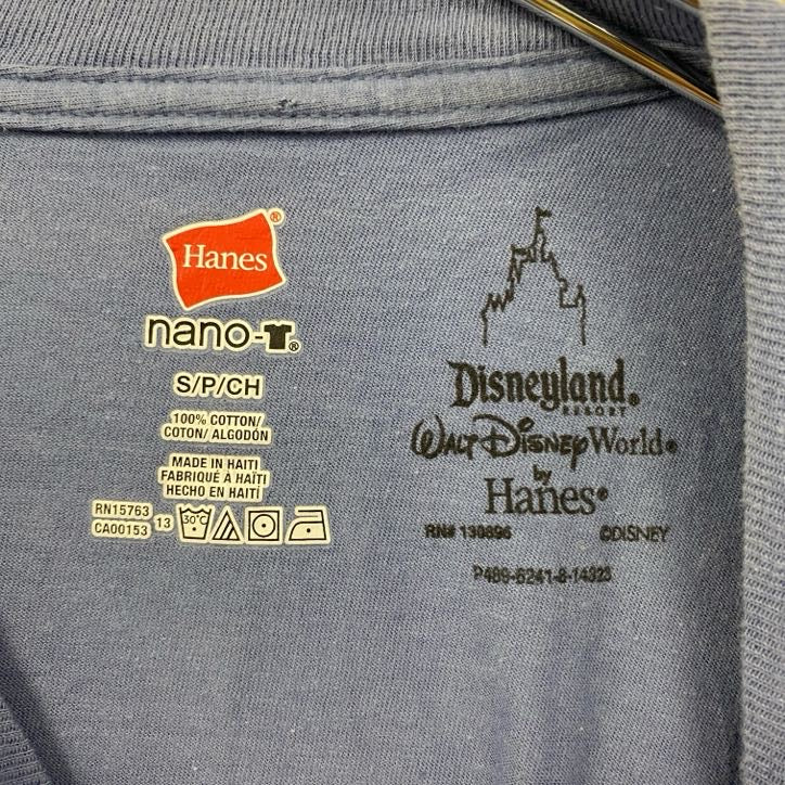 Hanes　ヘインズ　半袖プリントTシャツ　ミッキーマウス　ディズニーランド　レトロ　ブルー　青　Sサイズ　古着