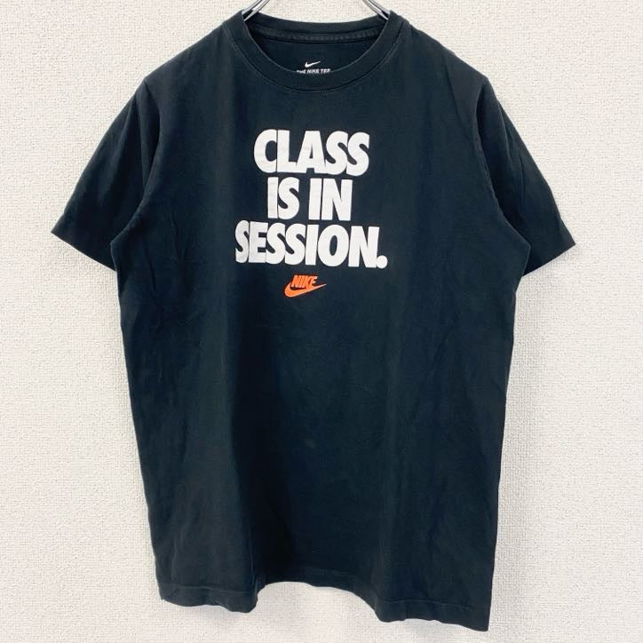 古着 used　NIKE　ナイキ　半袖プリントTシャツ　CLASS IS IN SESSION　ブラック　黒　XLサイズ