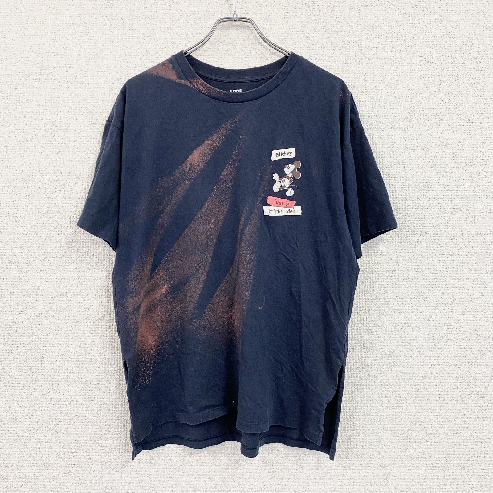 UNIQLO　ユニクロ　Mickey Mouse　ミッキーマウス　Disney　半袖キャラクターTシャツ　紺　ネイビー　Mサイズ　古着