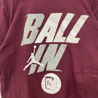 古着　used　NIKE　ナイキ　半袖プリントTシャツ　クルーネック　ジョーダン　BALL　IN　ワインレッド　赤　Sサイズ