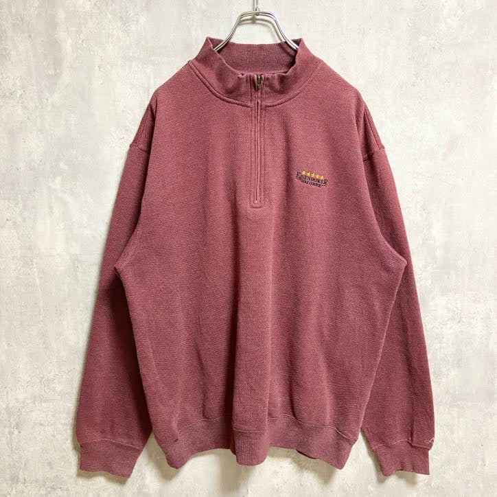 GREGNORMAN　長袖ハーフジップワンポイント刺繍スウェット　トレーナー　ゴルフ　ワインレッド　XLサイズ　古着