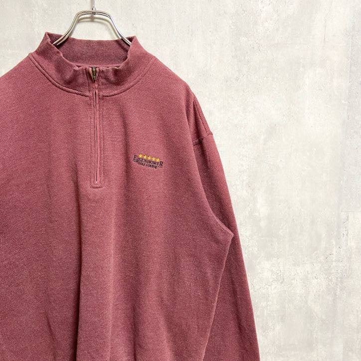 GREGNORMAN　長袖ハーフジップワンポイント刺繍スウェット　トレーナー　ゴルフ　ワインレッド　XLサイズ　古着
