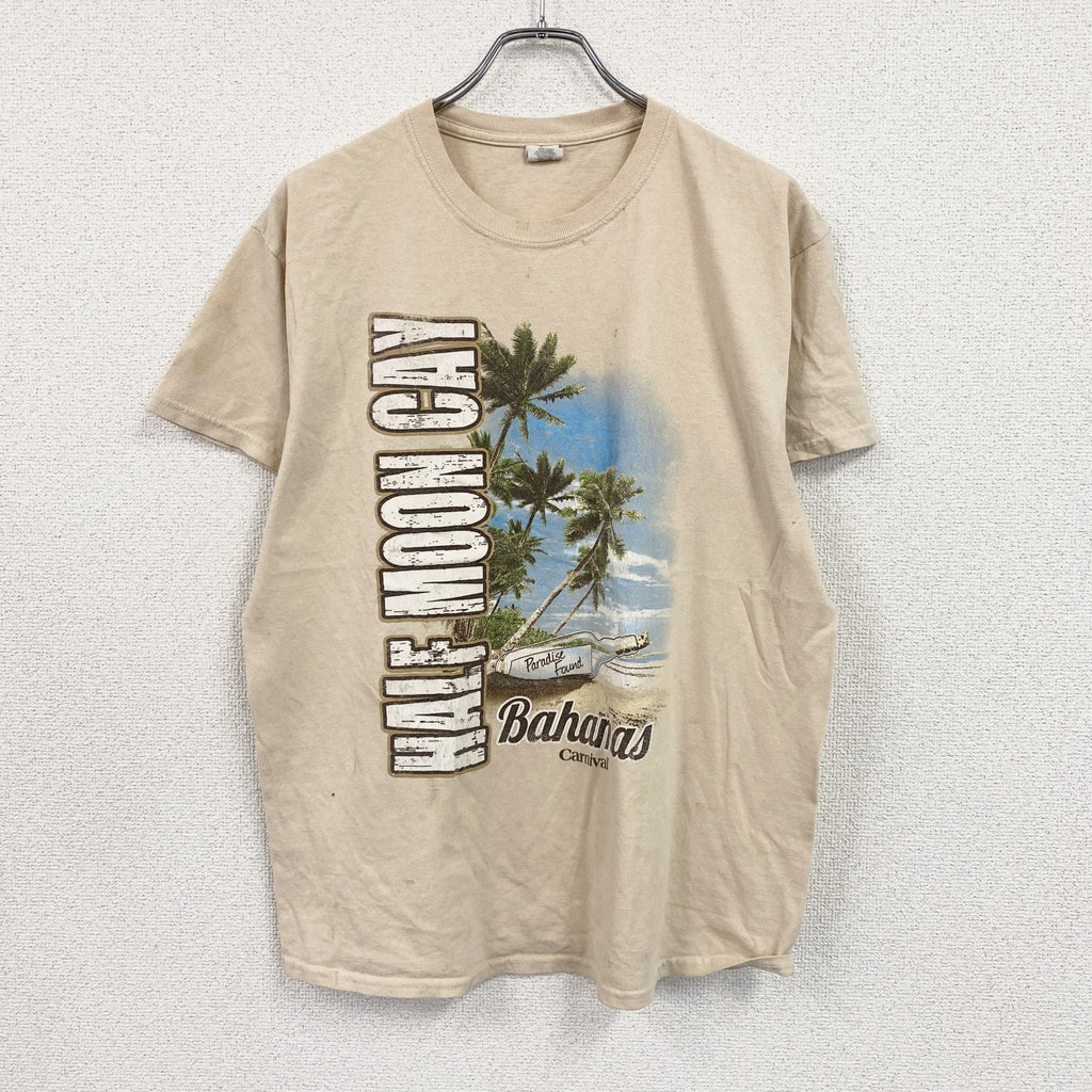 GILDAN　ギルダン　半袖プリントTシャツ　Bahamas　ベージュ　Lサイズ カットソー メンズ コットン 古着