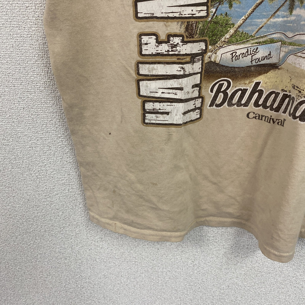 GILDAN　ギルダン　半袖プリントTシャツ　Bahamas　ベージュ　Lサイズ カットソー メンズ コットン 古着