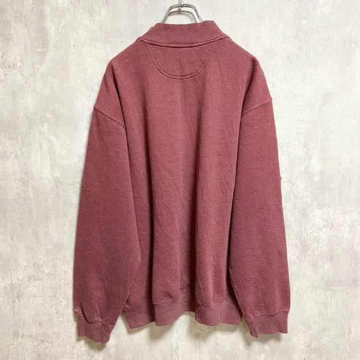 GREGNORMAN　長袖ハーフジップワンポイント刺繍スウェット　トレーナー　ゴルフ　ワインレッド　XLサイズ　古着