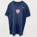 NIKE　ナイキ　半袖プリントTシャツ　スウッシュロゴ　バックプリント　レトロ　ネイビー　紺　Lサイズ　古着