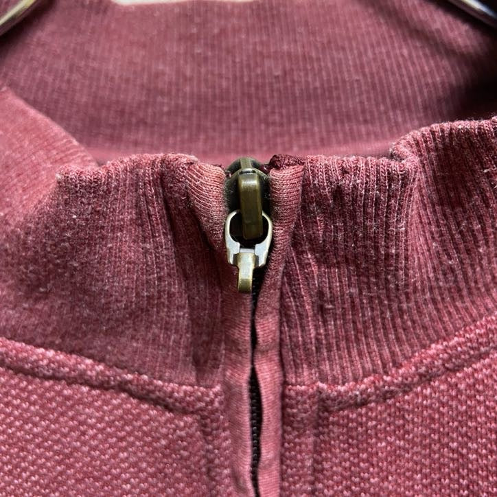 GREGNORMAN　長袖ハーフジップワンポイント刺繍スウェット　トレーナー　ゴルフ　ワインレッド　XLサイズ　古着