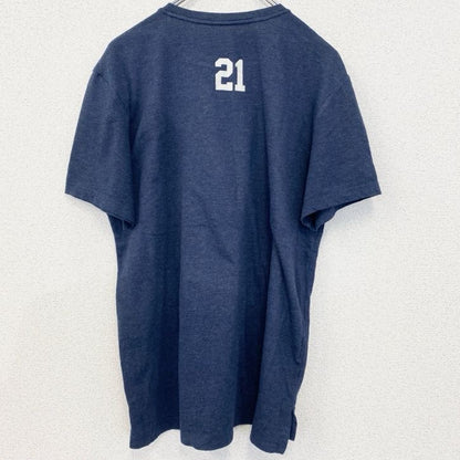 古着　used　NIKE　ナイキ　半袖プリントTシャツ　スウッシュロゴ　バックプリント　レトロ　ネイビー　紺　Lサイズ