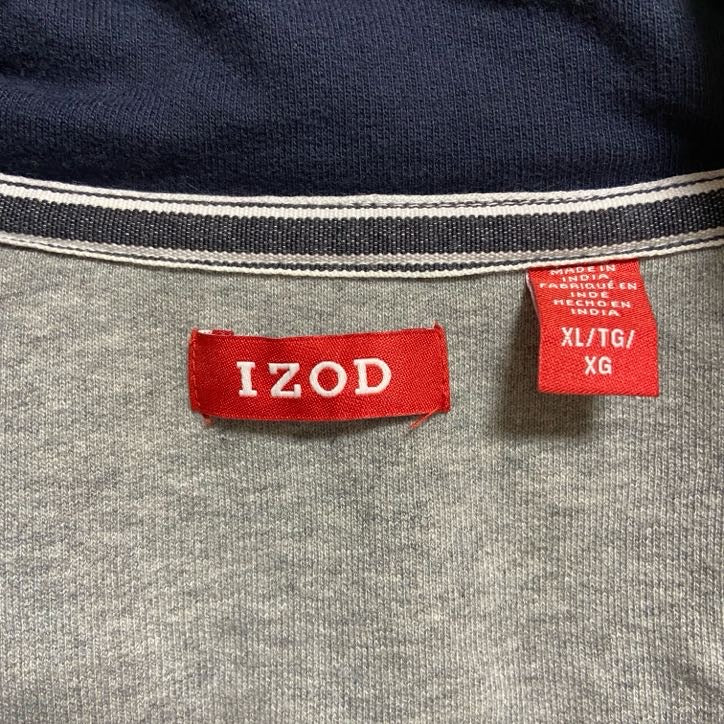 IZOD　アイゾッド　長袖ハーフジップワンポイント刺繍スウェット　トレーナー　水色　オーバーサイズ　XLサイズ　古着