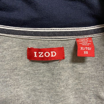 古着 used　IZOD　アイゾッド　長袖ハーフジップワンポイント刺繍スウェット　トレーナー　水色　オーバーサイズ　XLサイズ