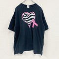 GILDAN　ギルダン　半袖プリントTシャツ　ハート　ゼブラ柄　黒　ブラック　XLサイズ　古着