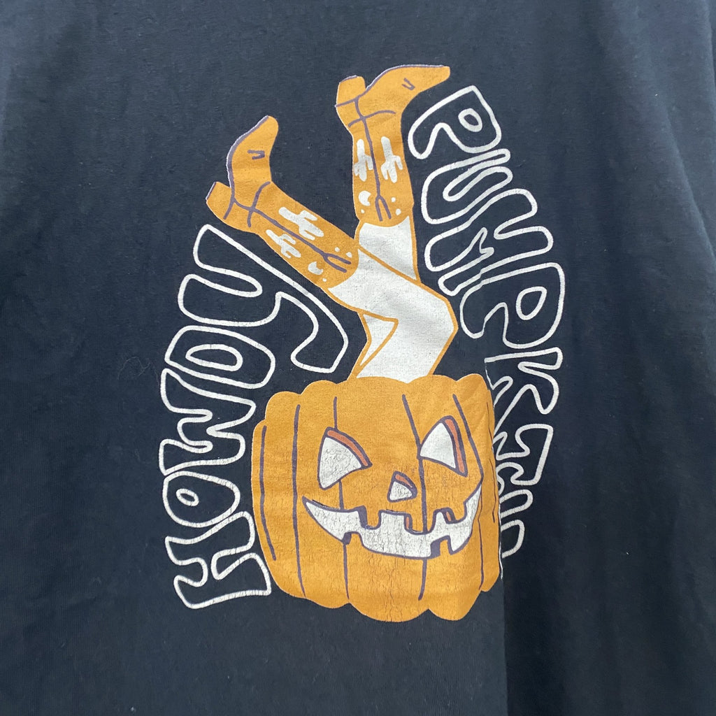 GILDAN　ギルダン　半袖プリントTシャツ　ジャック・オー・ランタン　パンプキン　ハロウィン　黒　ブラック　Mサイズ　古着