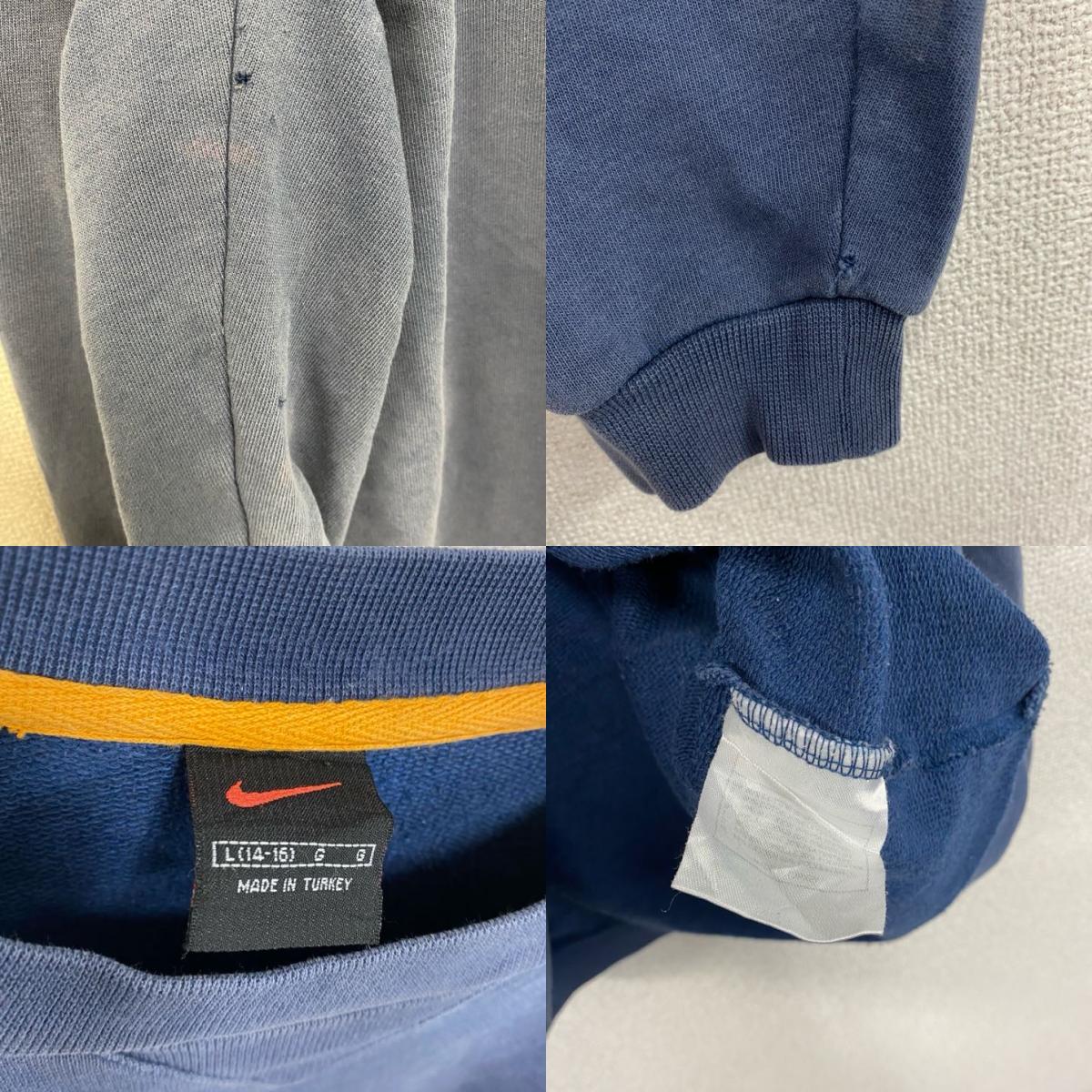 90s　NIKE　ナイキ　スウェット/トレーナー　ヴィンテージ　前V　ワッペン　紺　ネイビー　L(14-16)サイズ