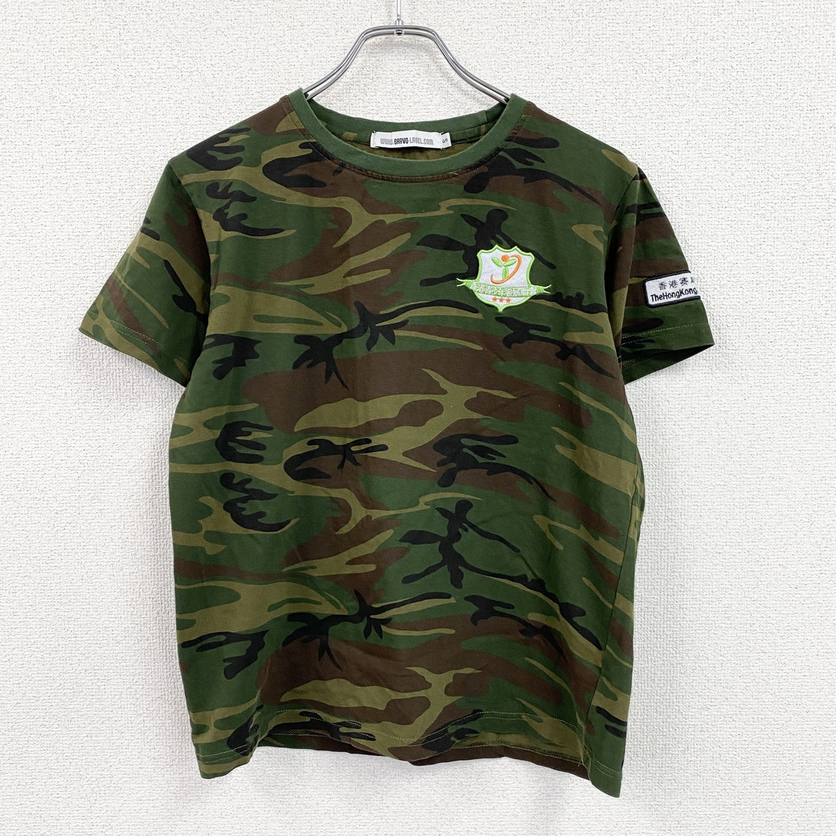 BRAVO LAVEL　半袖Tシャツ　迷彩　カモフラ　カーキ　Sサイズ　古着