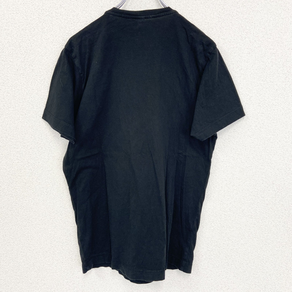 ノーブランド　半袖ダメージプリントTシャツ　スカル　ロック系　WILD JACK　黒　ブラック　クルーネック　Mサイズ　古着