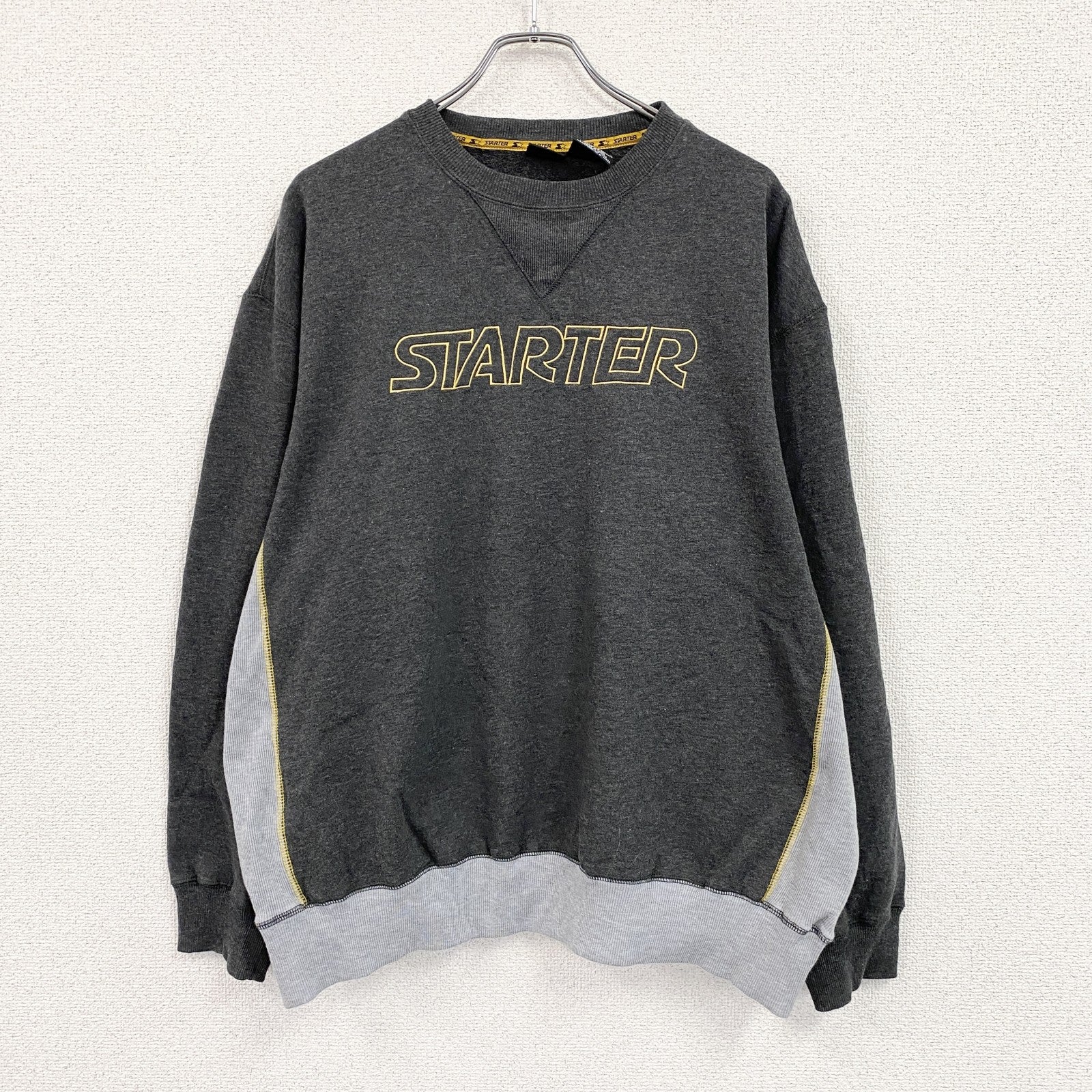STARTER　スターター　スウェット/トレーナー　前V　灰色　グレー　Lサイズ スウェットトップス メンズ コットン 古着