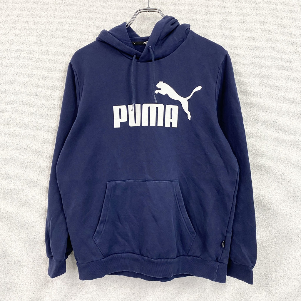 PUMA　プーマ　スウェットパーカー/フーディー　紺　ネイビー　Mサイズ トレーナー スウェットトップス フード付き 古着