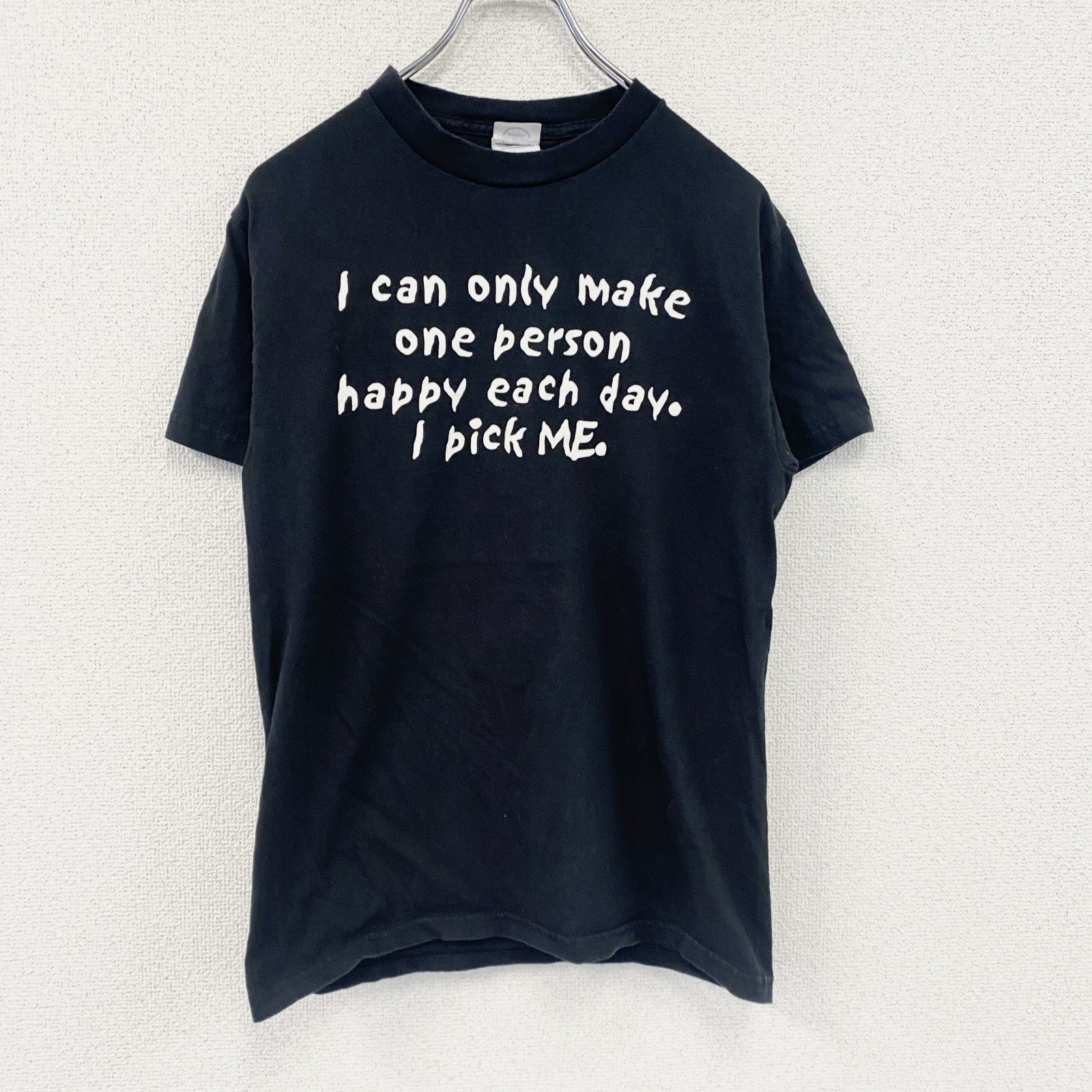 DELTA　デルタ　半袖プリントメッセージTシャツ　4連プリント　黒　ブラック　Sサイズ　古着