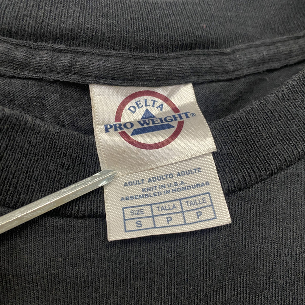 DELTA　デルタ　半袖プリントメッセージTシャツ　4連プリント　黒　ブラック　Sサイズ　古着
