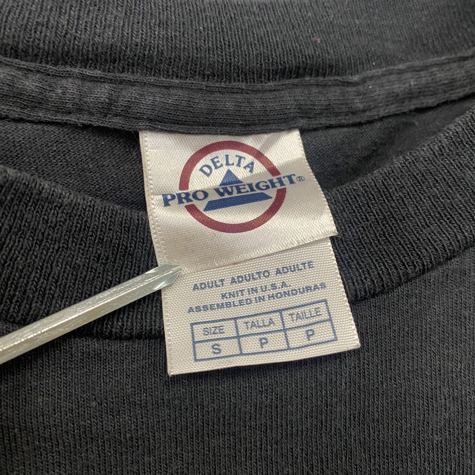 DELTA　デルタ　半袖プリントメッセージTシャツ　4連プリント　黒　ブラック　Sサイズ　古着