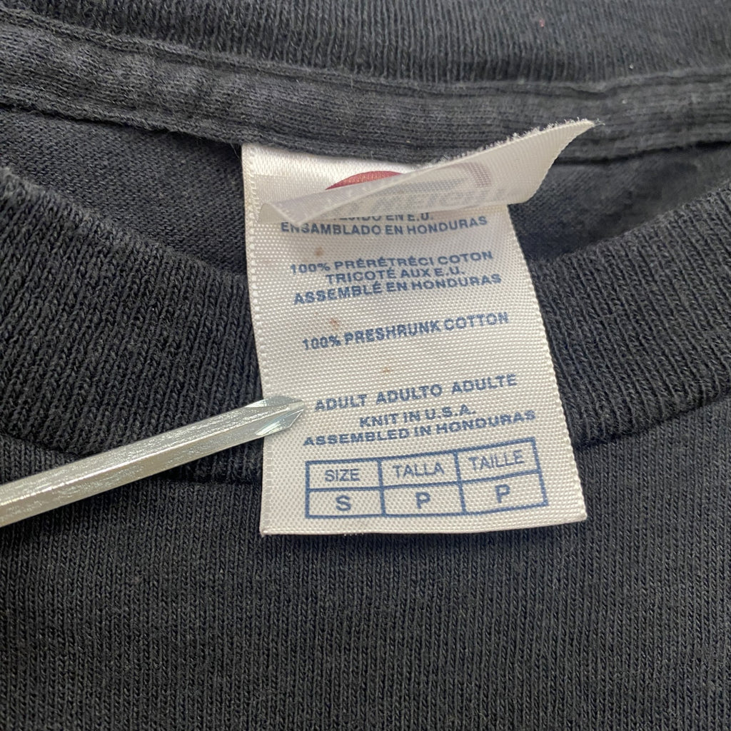 DELTA　デルタ　半袖プリントメッセージTシャツ　4連プリント　黒　ブラック　Sサイズ　古着