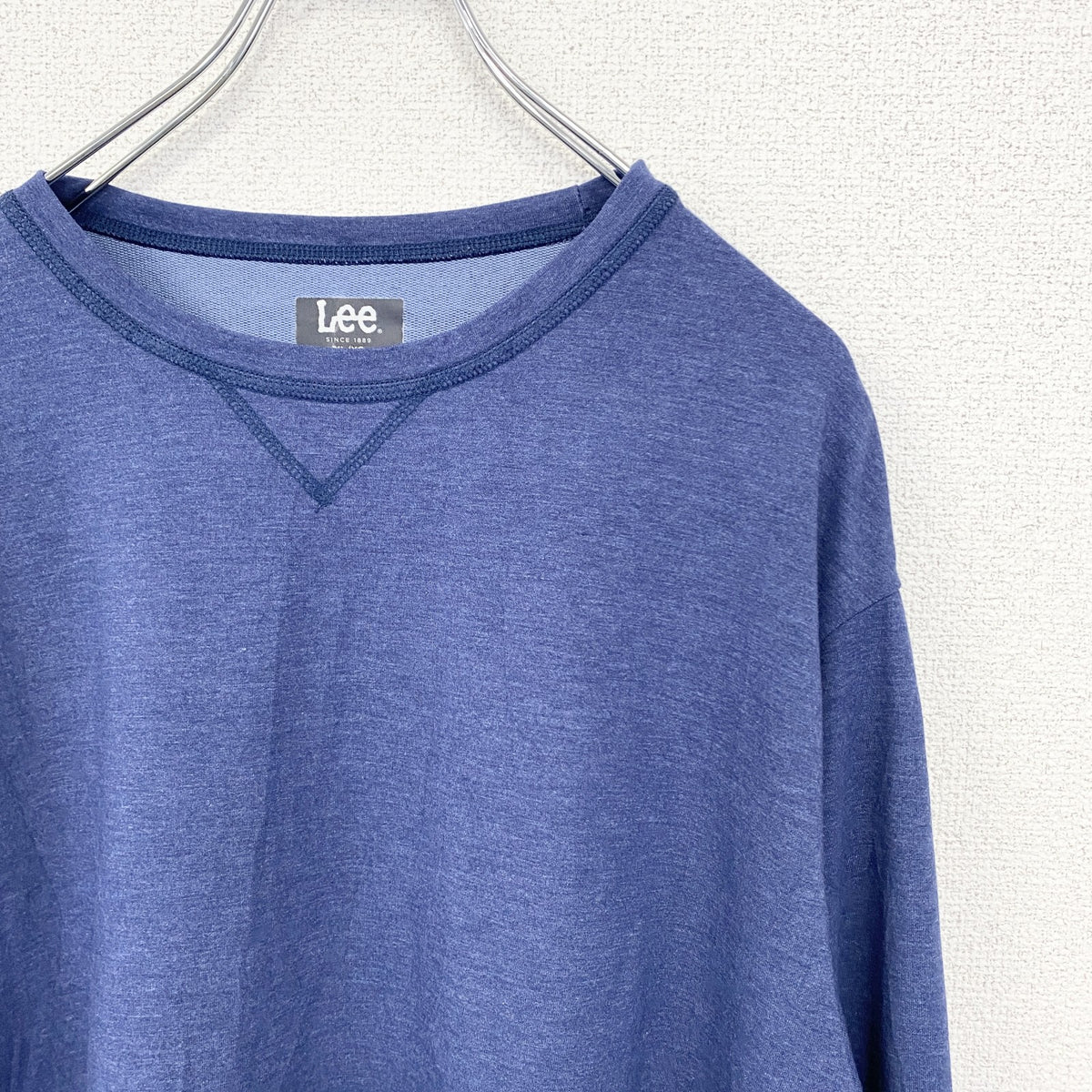 LEE　リー　長袖Tシャツ　ロンT　ノームコア　無地　クルーネック　レトロデザイン　ブルー　青　XLサイズ　古着