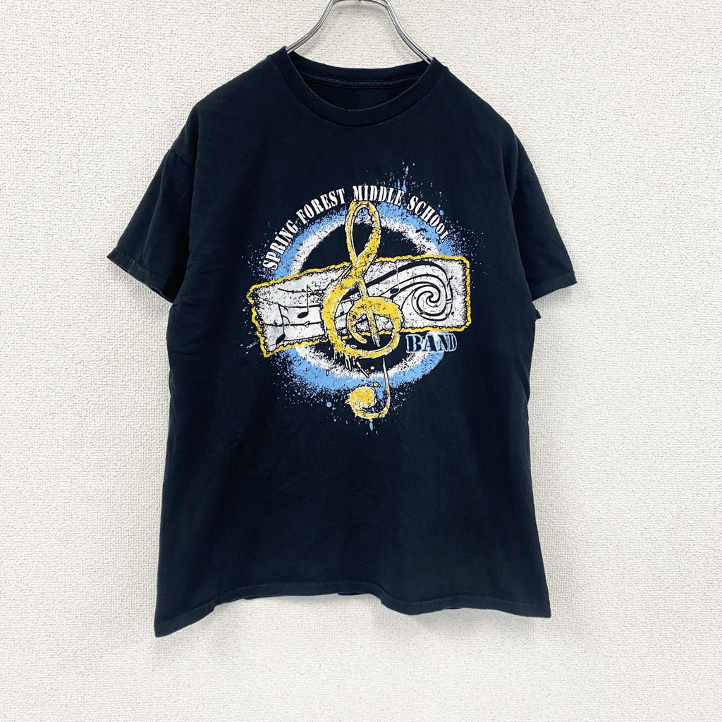 半袖プリントバンドTシャツ　音楽　ミュージック　アーチプリント　黒　ブラック　古着