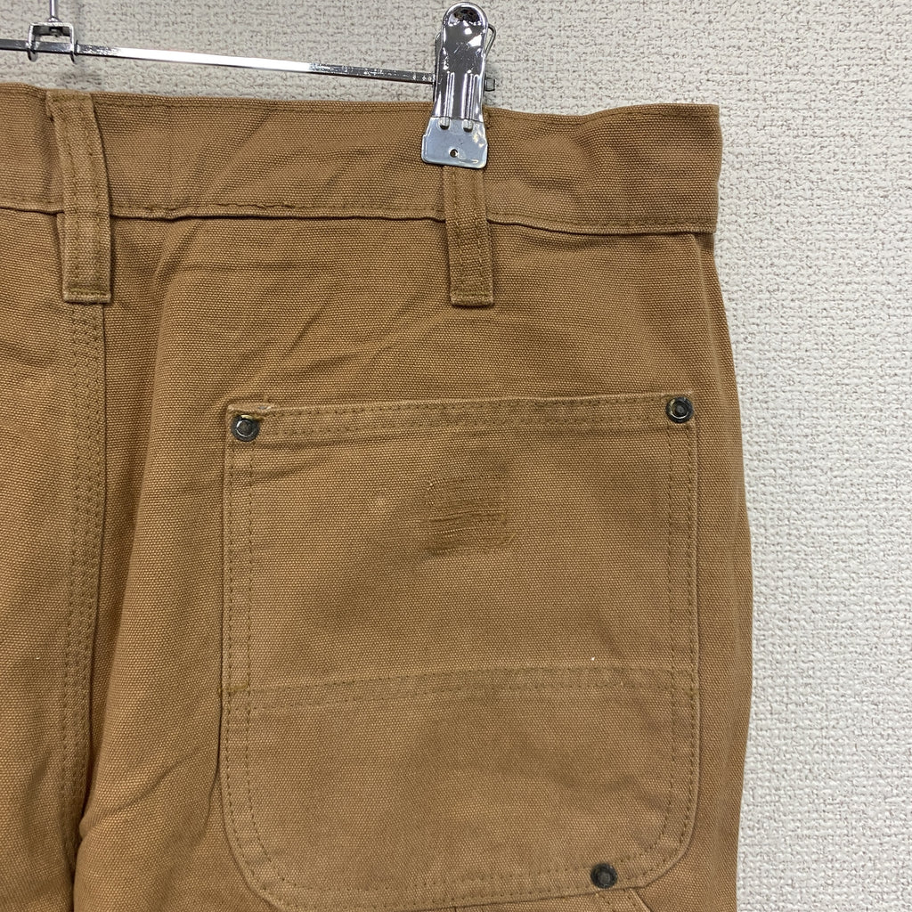 ノーブランド　ダブルニーペインターパンツ　ダックパンツ　ジップフライ　キャメル　古着