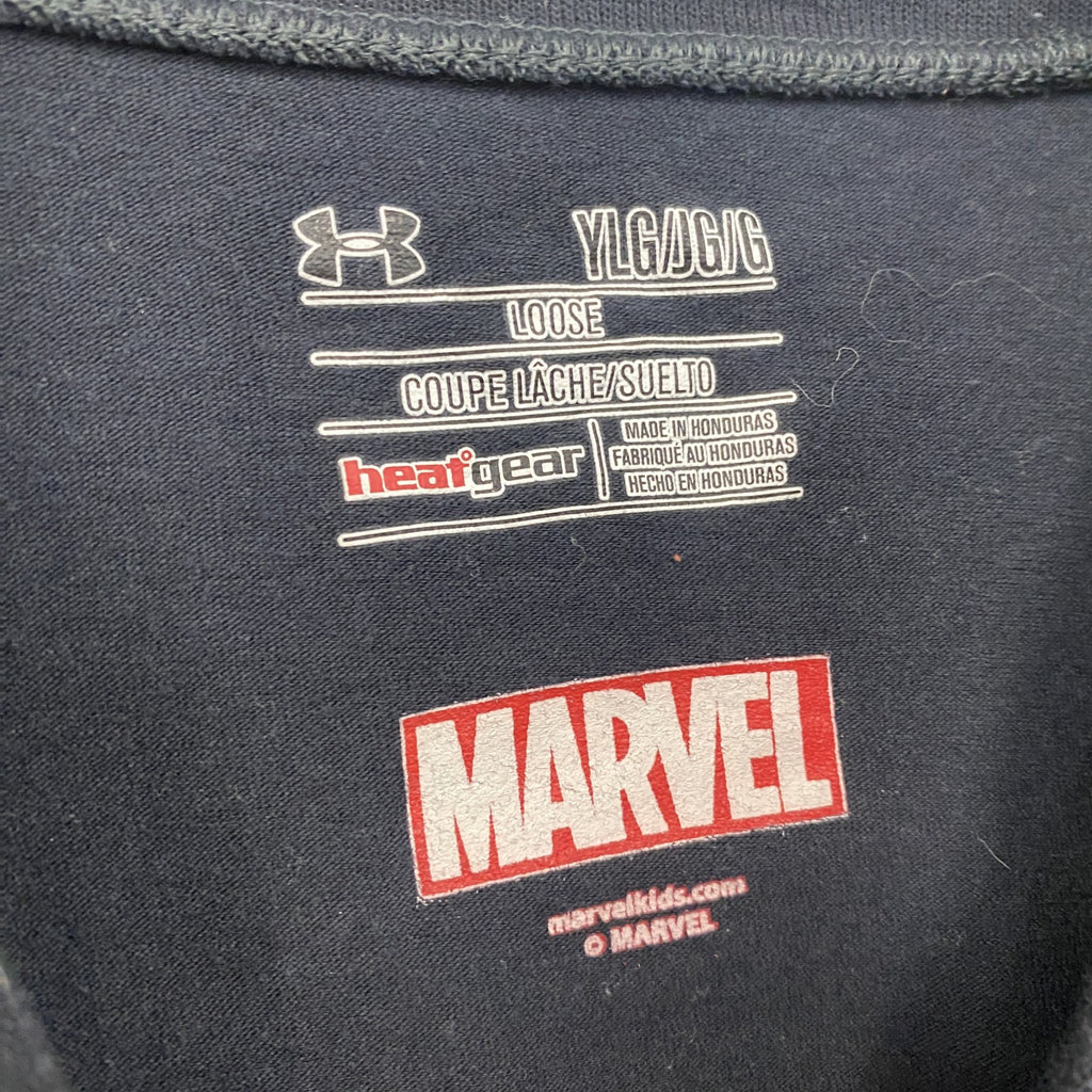 UNDER ARMOUR　アンダーアーマー　MARVEL　キャプテン・アメリカ　半袖プリントTシャツ　4連プリント　黒　ブラック　古着