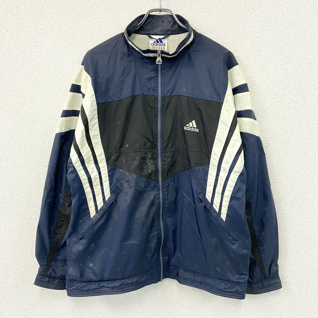 adidas アディダス　ナイロンジャケット　マルチカラー　紺　ネイビー　Mサイズ　古着
