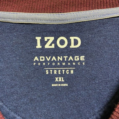 古着 used　IZOD　アイゾッド　長袖ワンポイント刺繍ラグランスウェット　トレーナー　ネイビー　オーバーサイズ　XXLサイズ