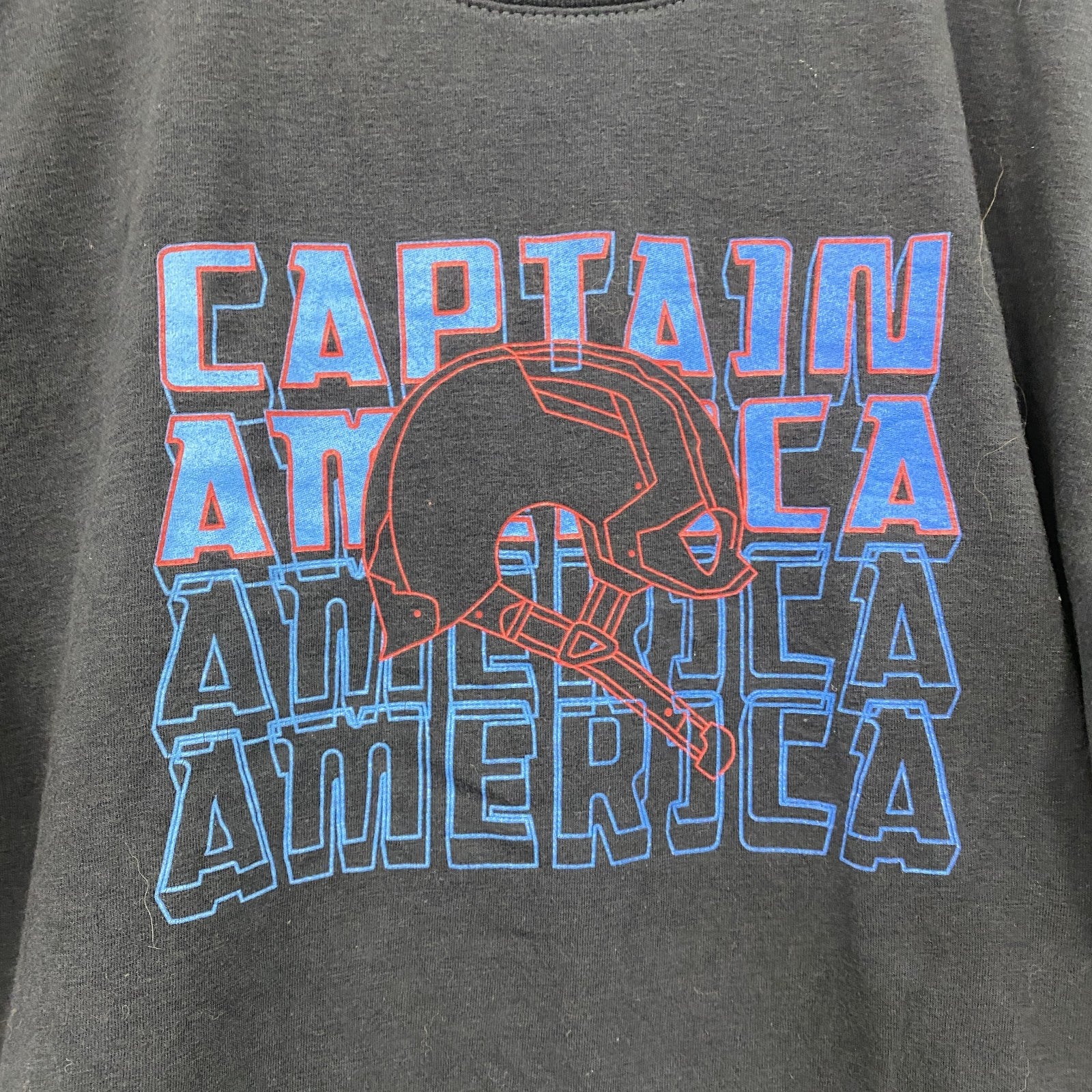 UNDER ARMOUR　アンダーアーマー　MARVEL　キャプテン・アメリカ　半袖プリントTシャツ　4連プリント　黒　ブラック　古着