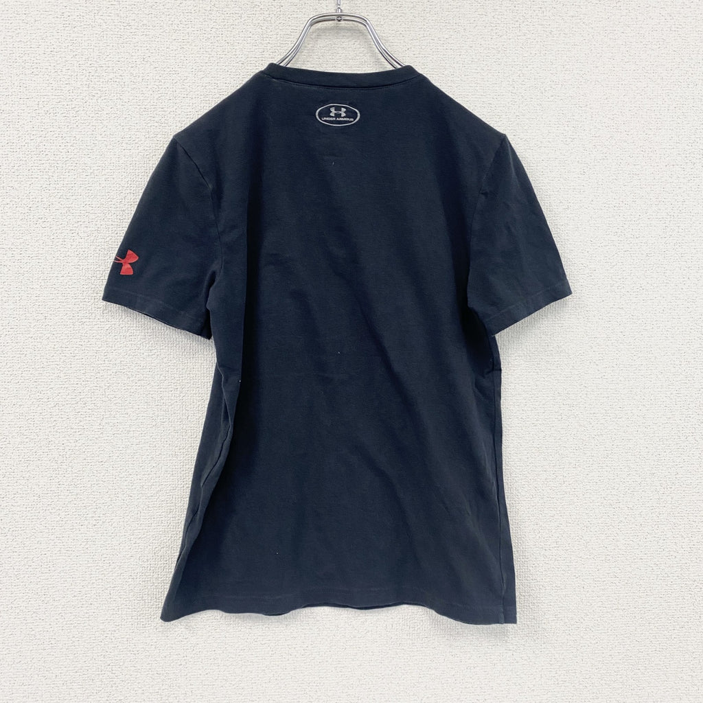 UNDER ARMOUR　アンダーアーマー　MARVEL　キャプテン・アメリカ　半袖プリントTシャツ　4連プリント　黒　ブラック　古着