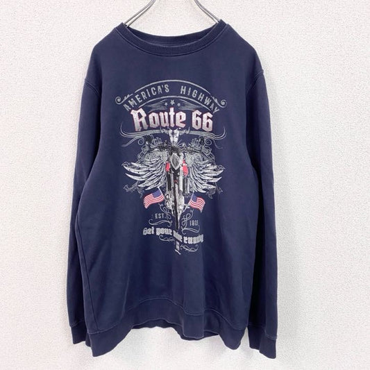ROUTE66　スウェット/トレーナー　バイク　　紺　ネイビー　Lサイズ