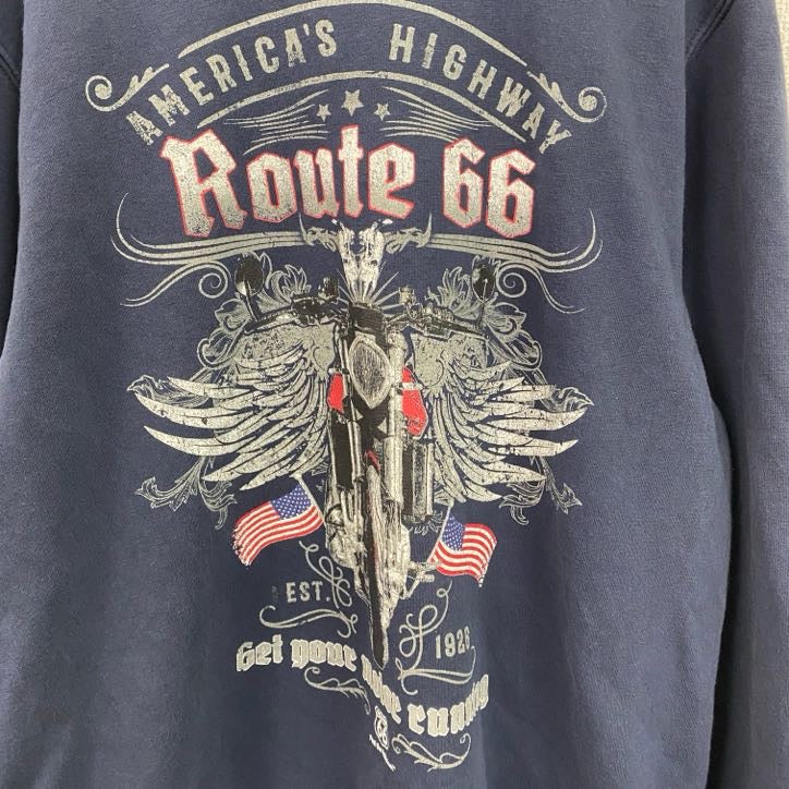 古着 used　ROUTE66　スウェット/トレーナー　バイク　　紺　ネイビー　Lサイズ