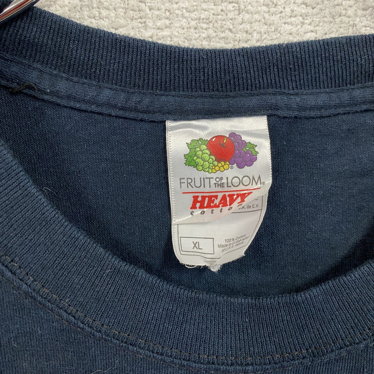 FRUIT OF THE LOOM　半袖プリントTシャツ　両面プリント　紺　ネイビー　XLサイズ　古着