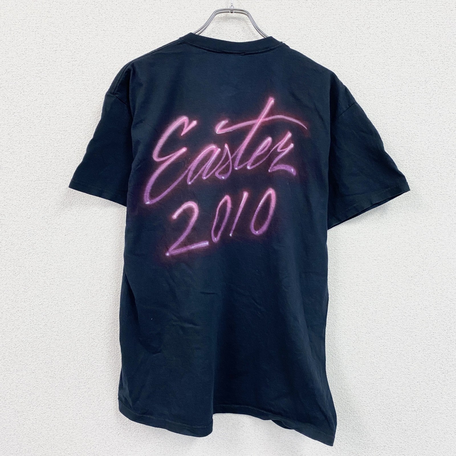 FRUIT OF THE LOOM　半袖プリントTシャツ　両面プリント　紺　ネイビー　XLサイズ　古着