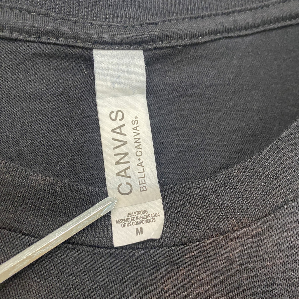 CANVAS　半袖プリントTシャツ　I LOVE Tシャツ　英字プリント　黒　ブラック　Mサイズ　古着