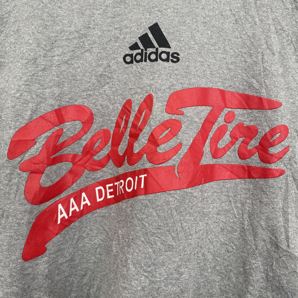 adidas　アディダス　半袖プリントTシャツ　Belle Tire AAA Detroit　グレー　灰色　Lサイズ　古着