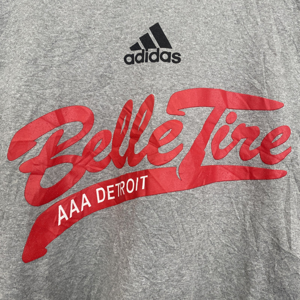 adidas　アディダス　半袖プリントTシャツ　Belle Tire AAA Detroit　グレー　灰色　Lサイズ　古着