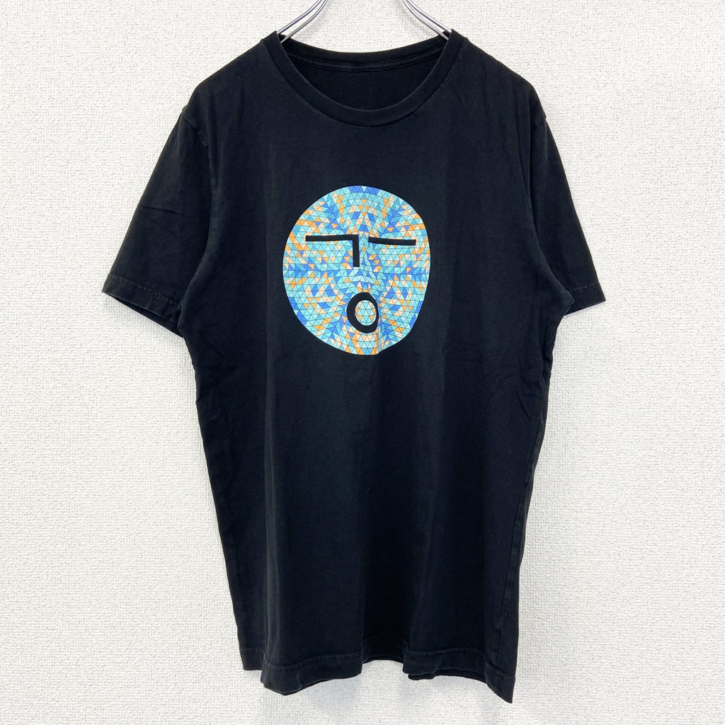 半袖プリントTシャツ　幾何学模様　olio　両面プリント　黒　ブラック　Mサイズ　古着