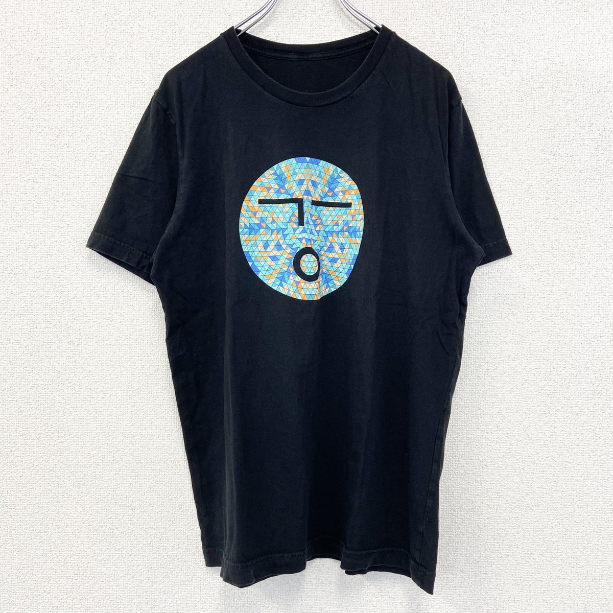 半袖プリントTシャツ　幾何学模様　olio　両面プリント　黒　ブラック　Mサイズ　古着