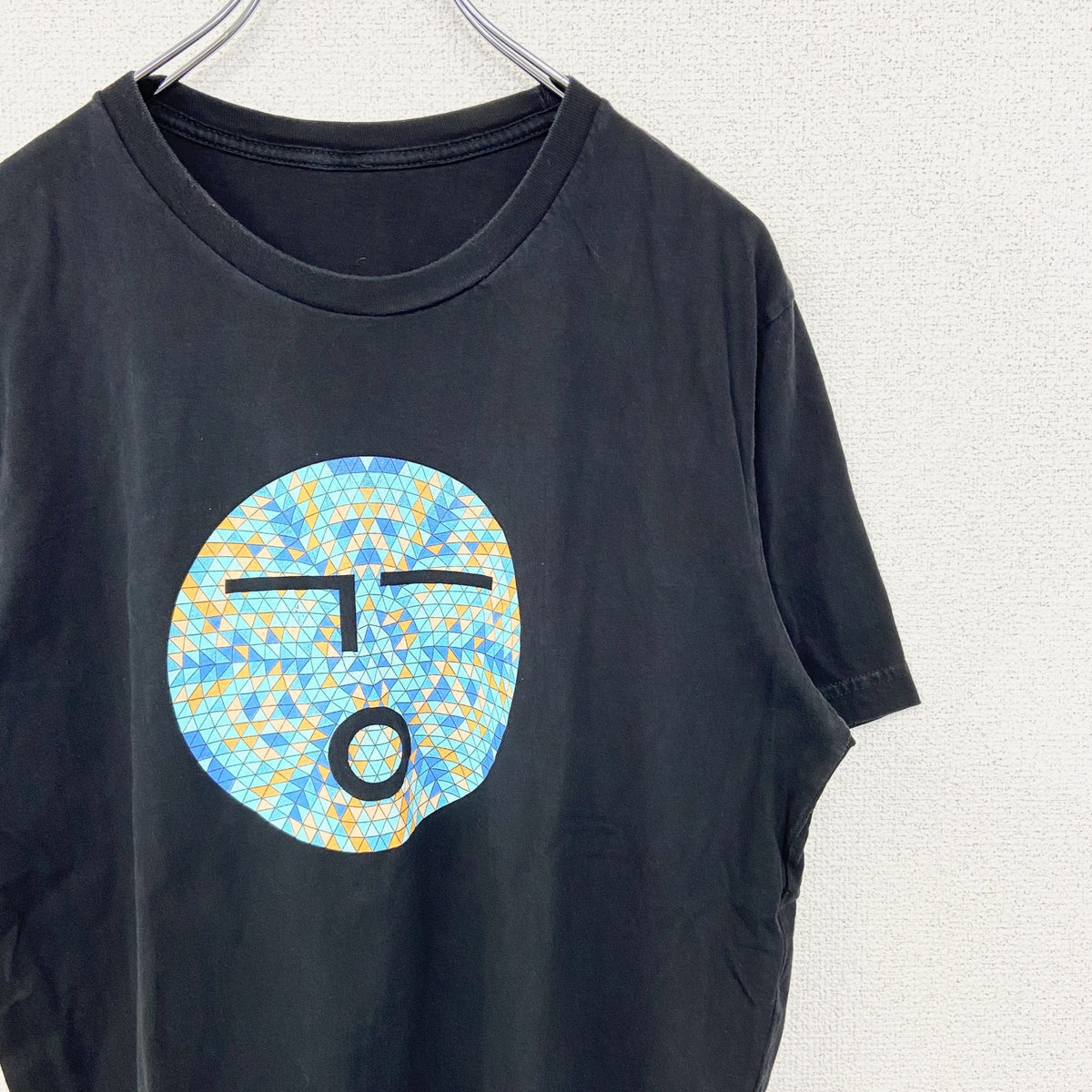 半袖プリントTシャツ　幾何学模様　olio　両面プリント　黒　ブラック　Mサイズ　古着