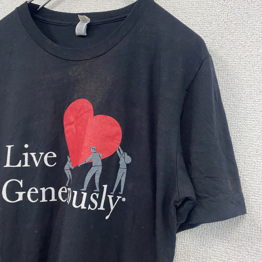 CANVAS　半袖プリントTシャツ　I LOVE Tシャツ　英字プリント　黒　ブラック　Mサイズ　古着