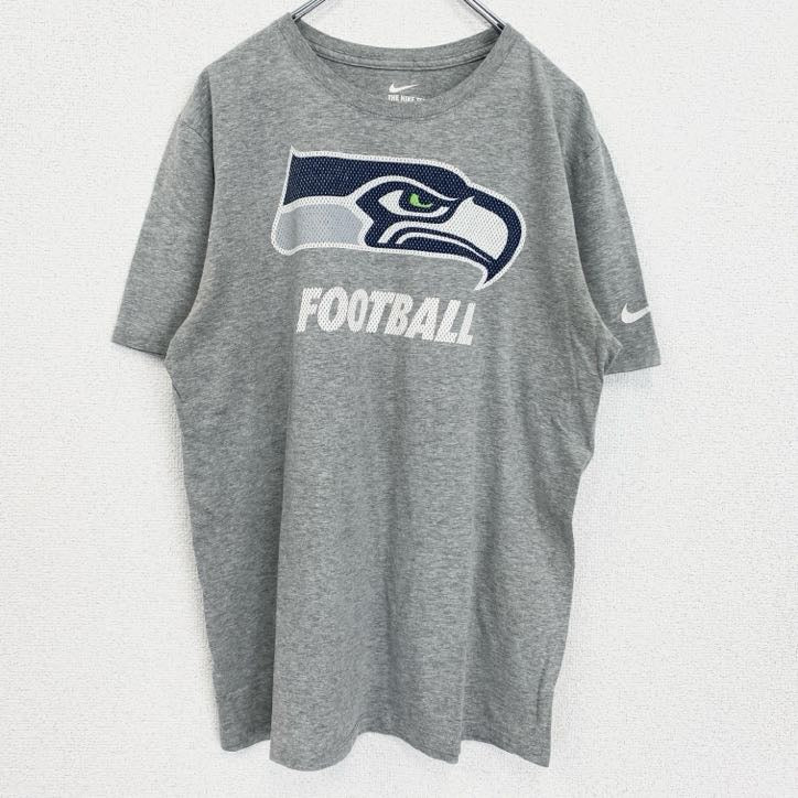 古着　used　NIKE　ナイキ　半袖プリントTシャツ　NFL　シアトル・シーホークス　スウッシュロゴ　グレー　Lサイズ