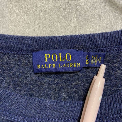 古着 used　POLORALPHLAUREN　ポロラルフローレン　長袖花柄クルーネックスウェット　トレーナー　ネイビー　Lサイズ