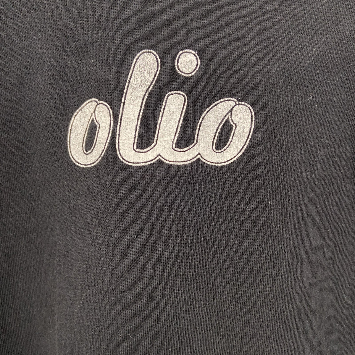 半袖プリントTシャツ　幾何学模様　olio　両面プリント　黒　ブラック　Mサイズ　古着